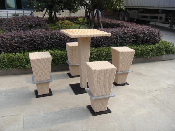 Brown PE Rattan Bar Set , Home Balcony / Garden Table And Chairs