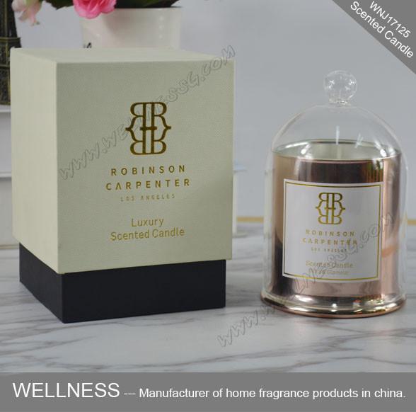 luxury domed soy wax candle with  gold glass jar and gift box
