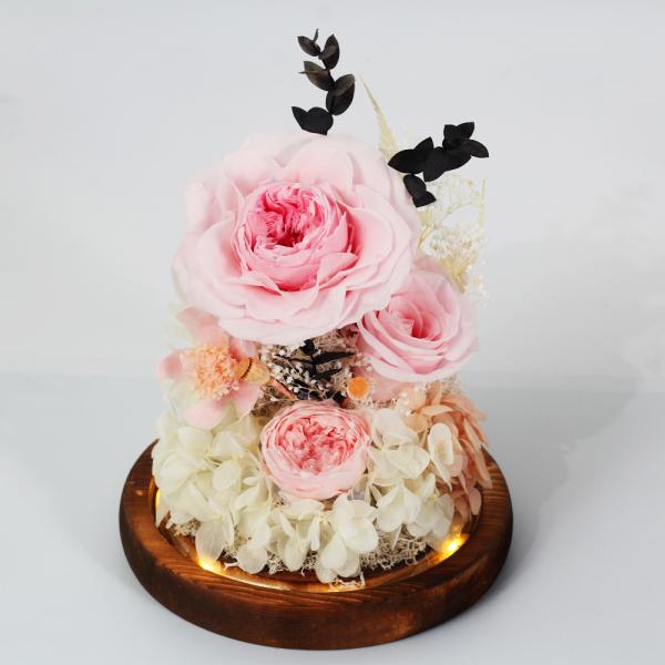 Eternal Preserved Flower Centerpiece Wedding Decor Element Rose Glass Dome