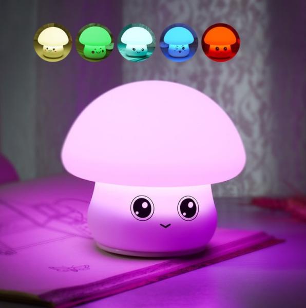 Mushroom Silicone Night Lights USB Smart Bedroom Bedside Eye Care Small Touch Table Lamps