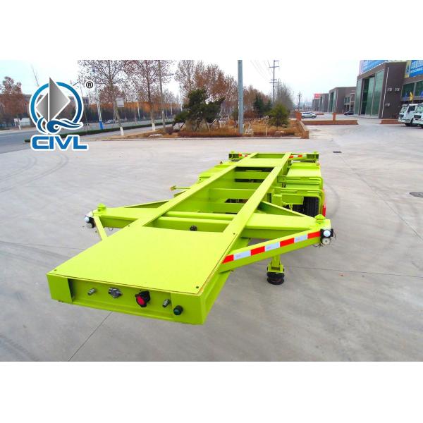 Green 2 Axles Tractor Trailer Trucks / Skeleton Container Diesel Transport Trailer