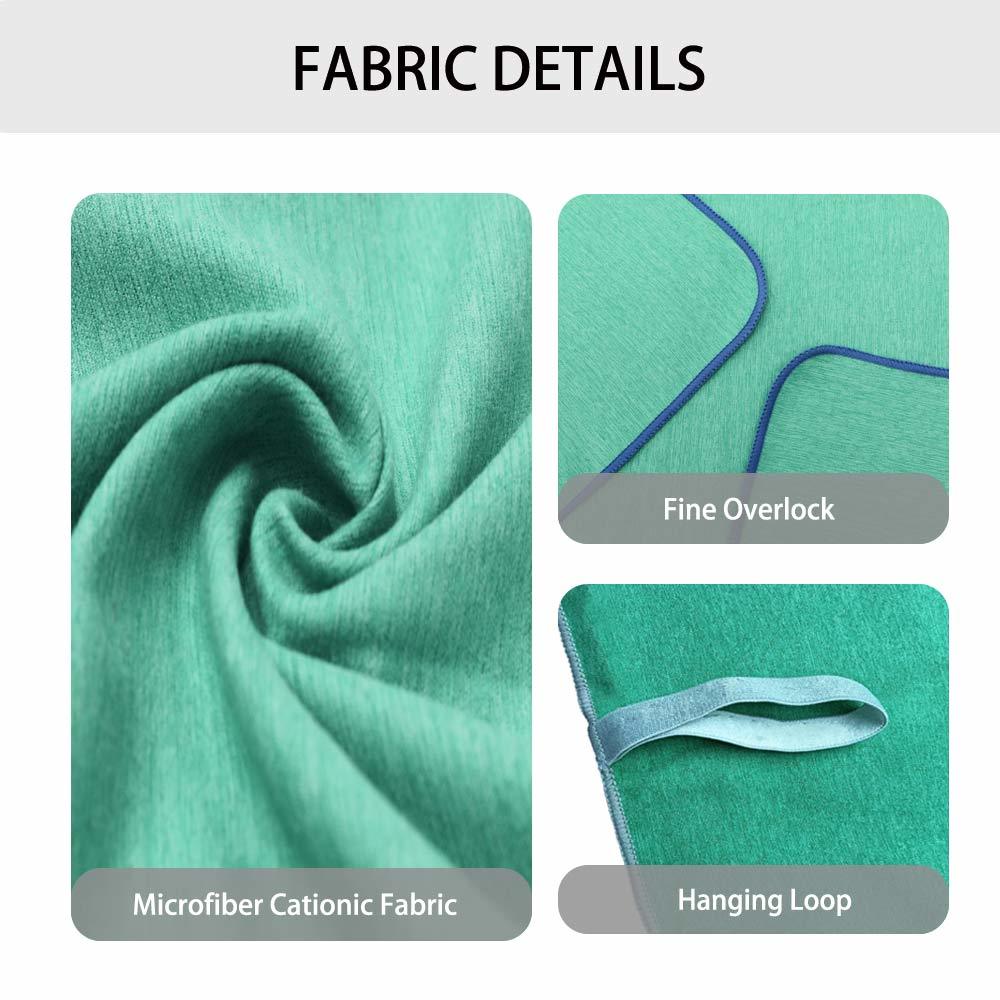 ODM/OEM Custom Lightweight Green Cationic Microfiber Sports Towel