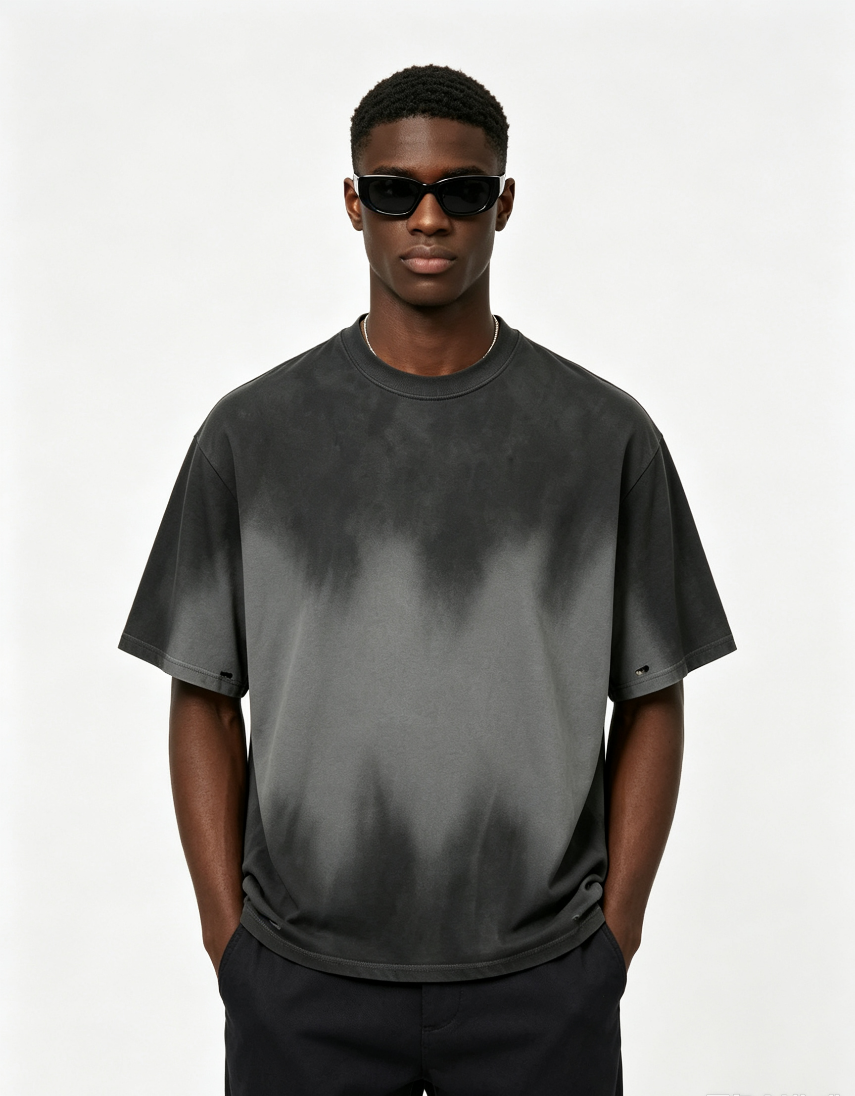 250GSM Basic Crew Neck Tee Gradient Wash Cotton Crew Neck T Shirt Oversized