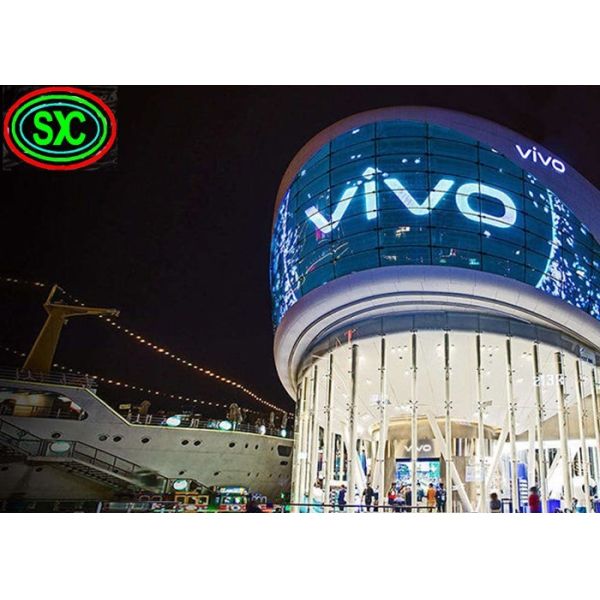 P3.91 Transparent Full Color LED Screen 1500cd/Sqm For Glass Curtain Walls