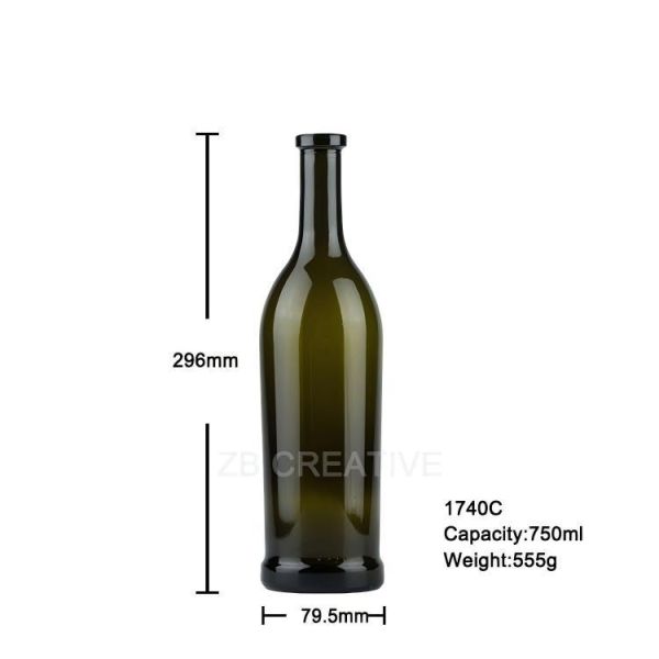 Storage 750ml Empty Wine Glass Bottle  Bar Top For Red Wine 555g 1740C