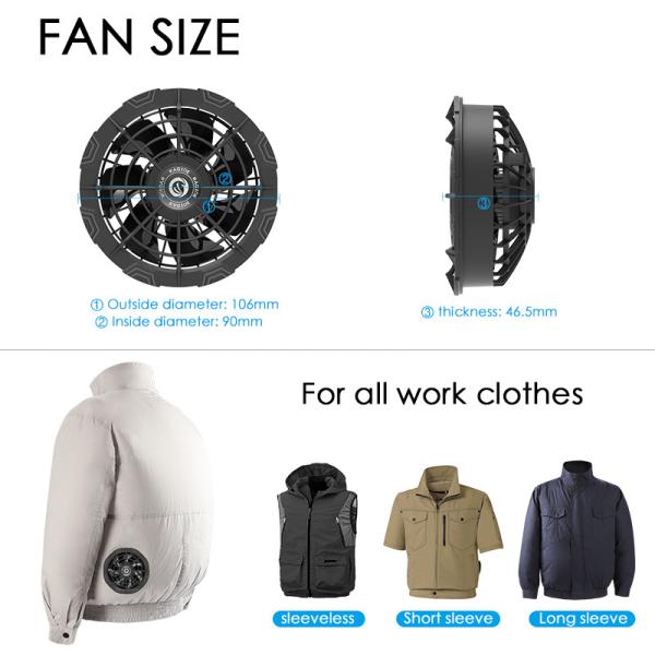 18V High Speed Mobile Warming Heated Coat Battery Fan Kit For Air Conditioned Workwear