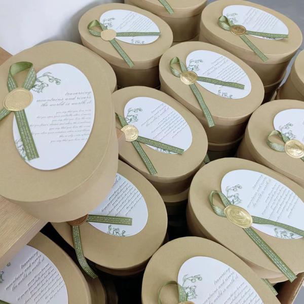 Carton cadeau en papier kraft biscuit ovale Bonbons Cartons cadeau en papier kraft 19 x 13,5 cm 24 x 19 cm