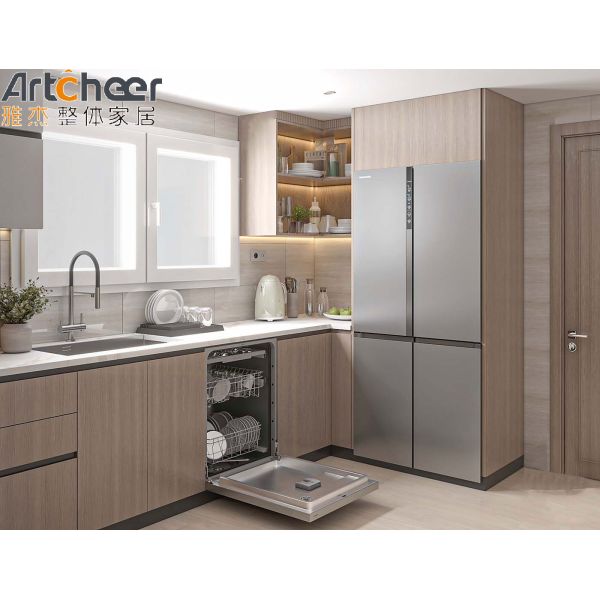U Shape Kitchen Cabinet with Quartz Stone Table Top, 3 Years Guarantee, and Customized Color