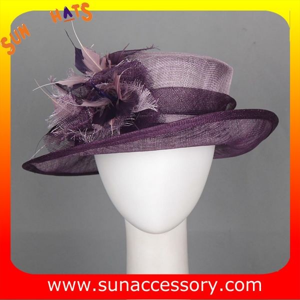 Elegant fancy Church sinamay hats for ladies ,Sinamay mid brim church hat