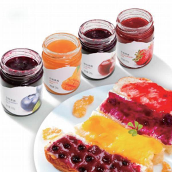 Botella de vidrio de 200 g de mermelada de frutas mezcladas con tapa de tornillo