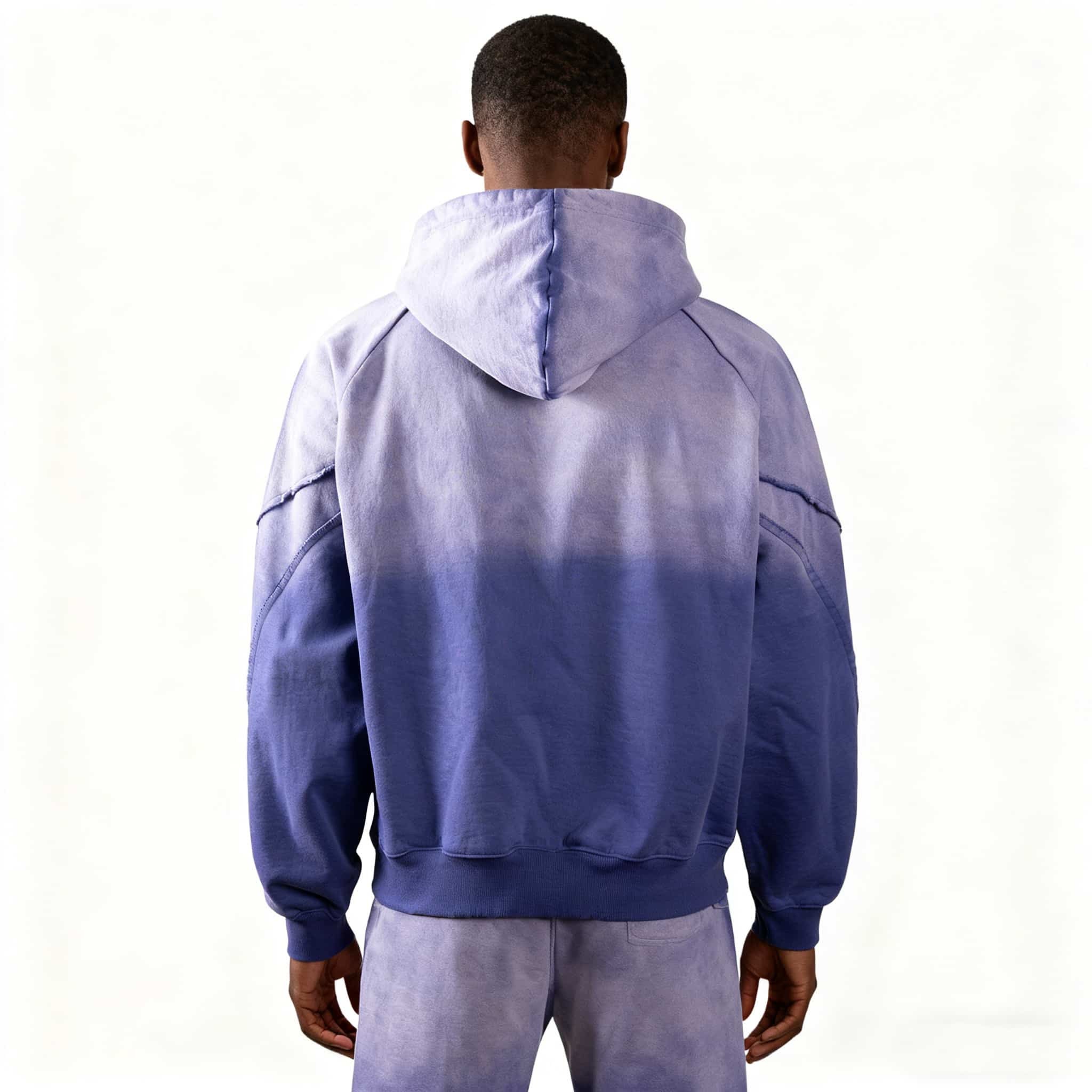 Custom 420gsm Screen Print Sun Faded Wash Distress Zip Up Hoodies