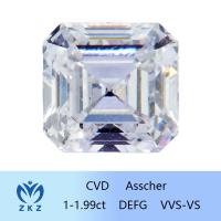 Forme carrée synthétique 1ct Range CVD Asscher Cut Lab Cultivé Diamant incolore