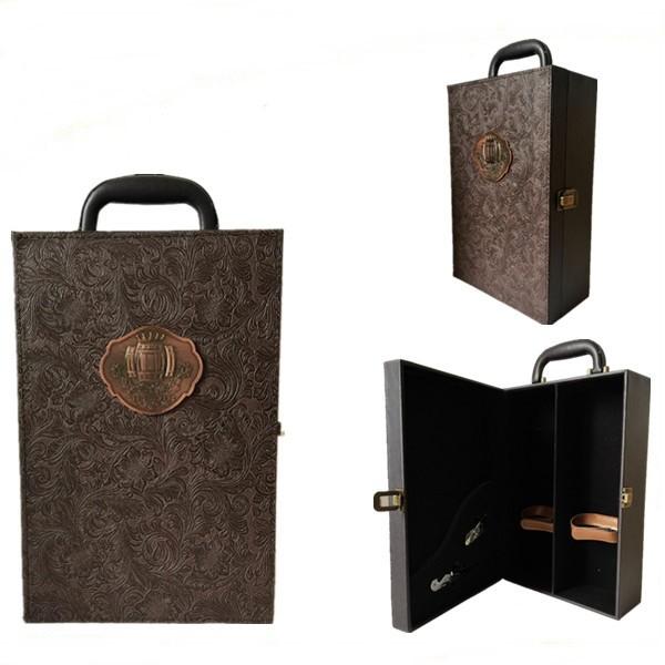 Practical Mdf Wooden Wine Gift Box Attractive Design Customizable Wine Box For 2 Bottle