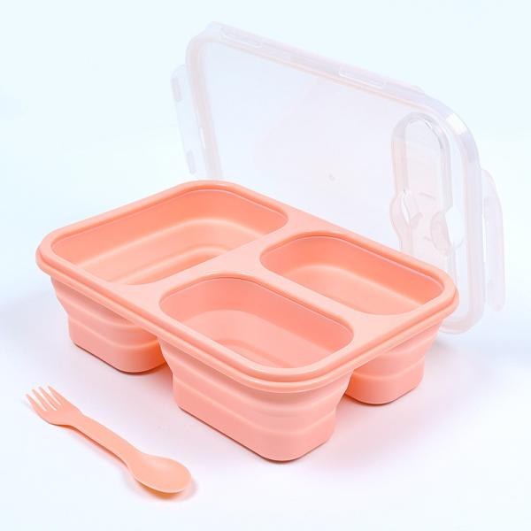 US 1000ml Thermal Lunch Box Microwave Safe 3-Compartment Customized Straight Style