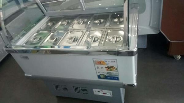 8 Barrel Commercial Ice Cream Freezer Dipping Cabinet 12 Tray Tempered Glass
