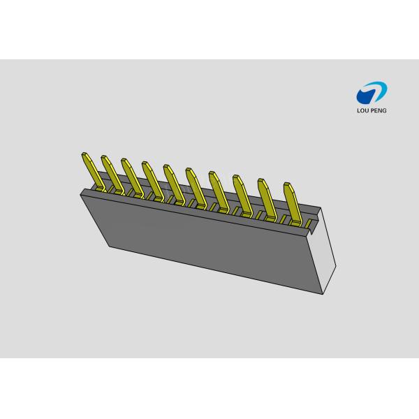 Female header, PCB Mount Receptacle, Vertical, Board-to-Board, 10Pin, 1.27mm Pitch, single row, Gold Flash, DIP, 180°