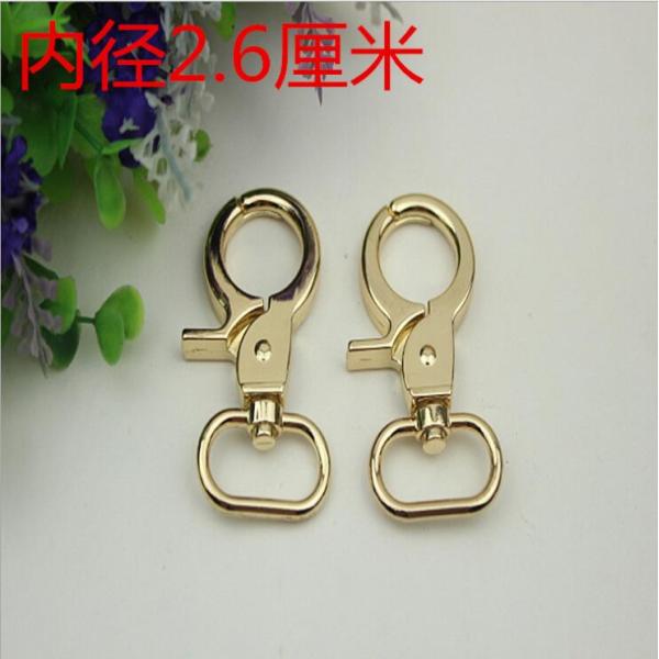 Oval shape eye bolt 26 mm gold metal trigger swivel snap hook for handbag accessories
