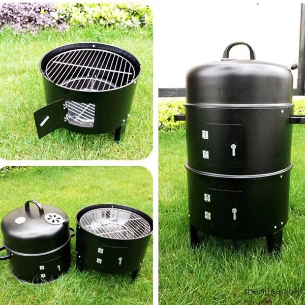 Cold Rolled Steel Portable Outdoor Barrel Turkey Charcoal BBQ Grill Set for Kitchen Garden