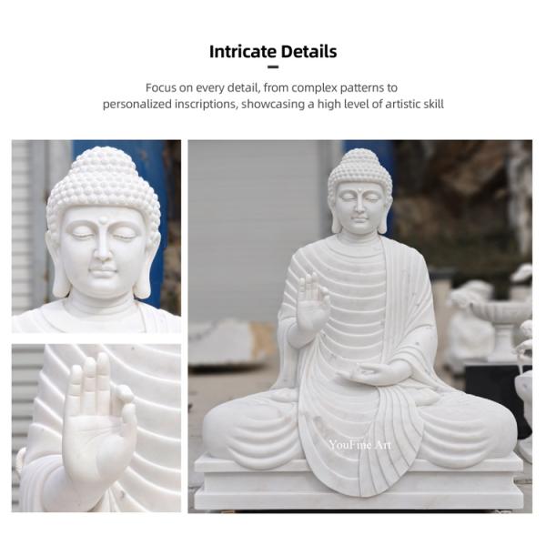 Outdoor Garden Decoration White Marble Buddha Statue