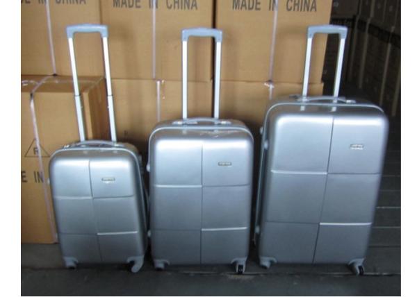 Hard Case ABS PC Silver Aluminum Trolley Luggage 20 / 24 / 28 Inch Waterproof