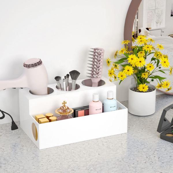 11.8x7.3x5.7inch Shelves Storage Rack Acrylic Desk Organizer Hair Tool Dryer Toiletries Storage Holder