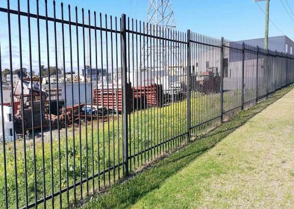 Modern Black Garden Zinc Post Square Tube Panels Wrought Iron Steel Fence With 7ft Width