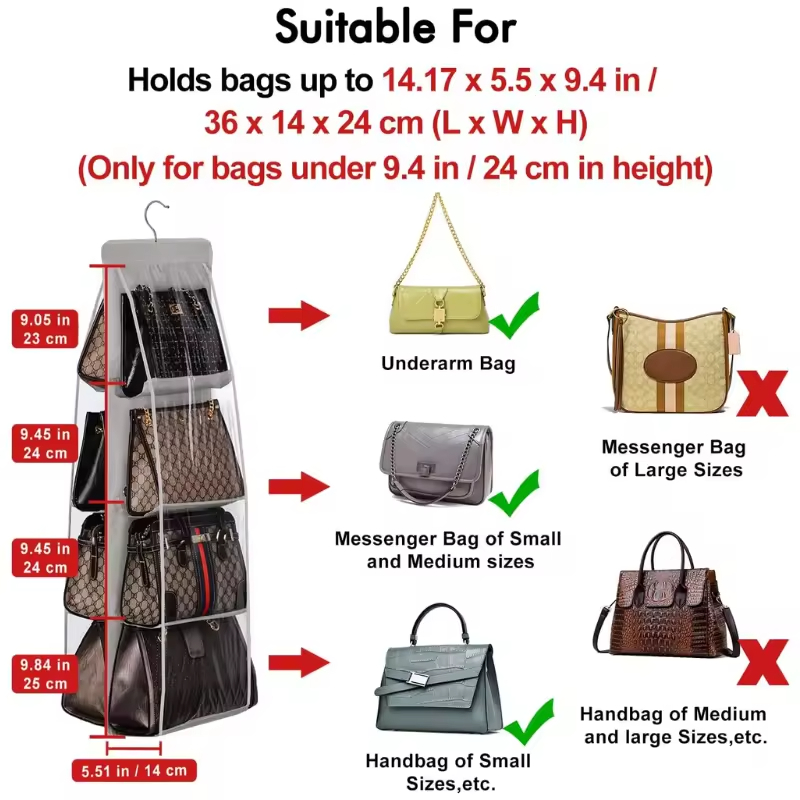 New Release Hanging Foldable Durable Fabric Handbag Organizer for Wardrobe Storage