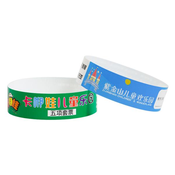 Eventos personalizados PP Pulseira de papel sintético Parque de festas Logotipo da piscina Impresso Entrada à prova d'água Pulseiras de entrada