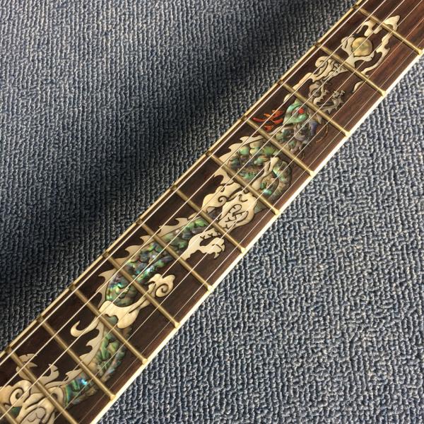 New high-quality custom LP electric guitar, Abalone Dinosaur inlaid fingerboard & body custom LP Electric guitar