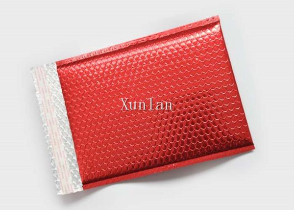 Promotional Holographic Metallic Bubble Mailers Copperplate Printing Red