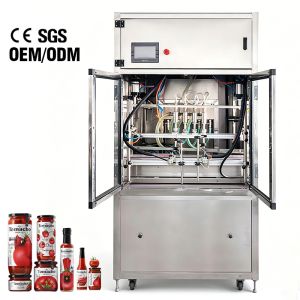 Automatic Sauce Filling Machine Four Nozzles Bottle Dispensing Machine OEM