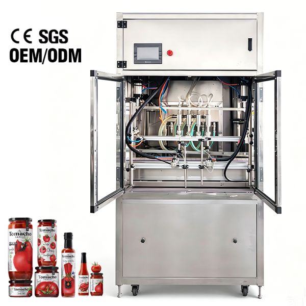 Automatic Sauce Filling Machine Four Nozzles Bottle Dispensing Machine OEM