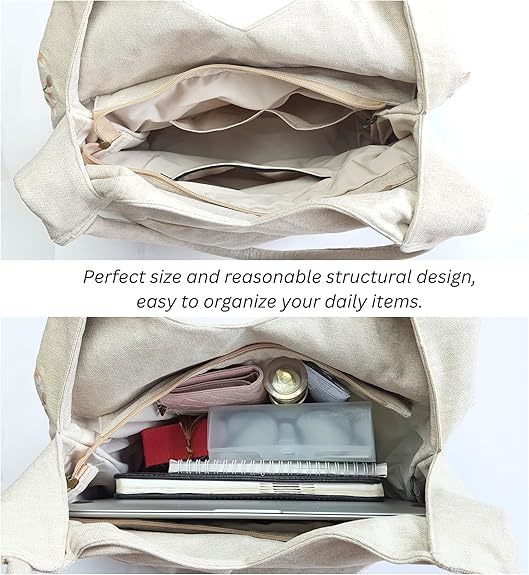 Embroidered Handbags for Women, Large Beads Flower Shoulder Tote Bag with Zipper Fabric Hobo Bags, Mother's Day Bag