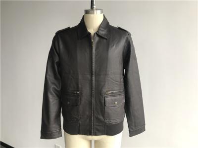 Dark Brown Mens Polyurethane Jacket , Fashion PU Leather Coat DOCO1716