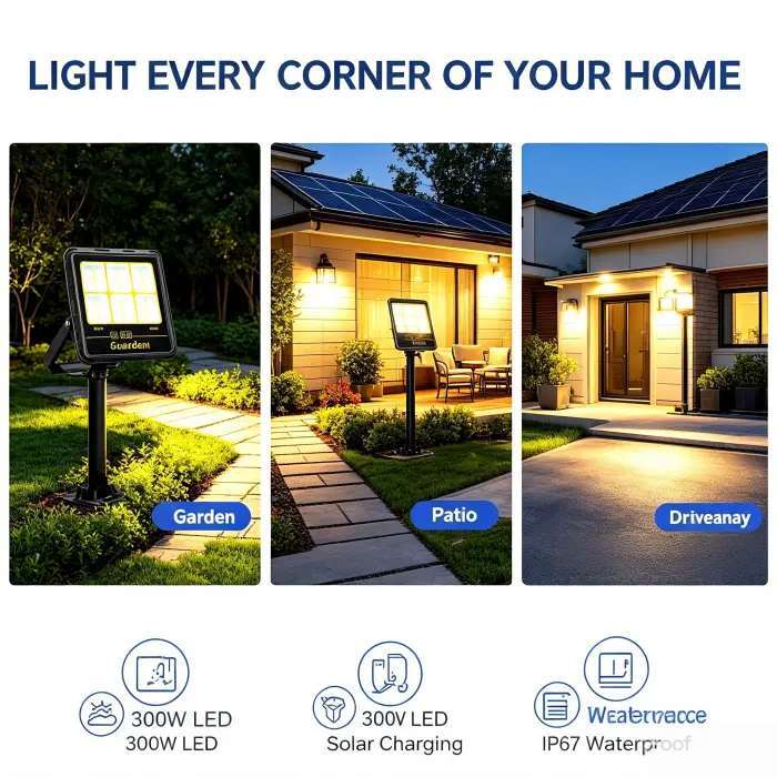 All Night Working Solar Courtyard LED Light IP65 Outdoor Driveway Fence Wall Lamp