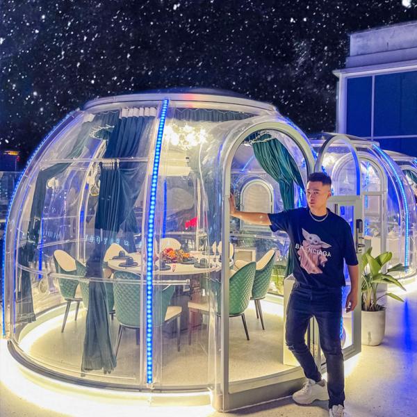 Transparente Glamping PC Dome Casa clara barraca de bolhas Para luxo ao ar livre