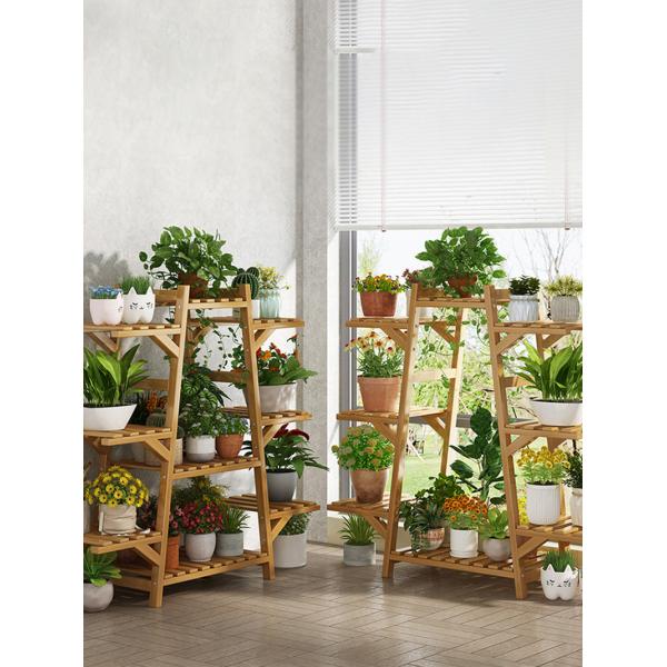 Plants Stand in Door Flower Pot Shelves Multi Tiers Wood Indoor and Outdoor Decoration Estante de flores