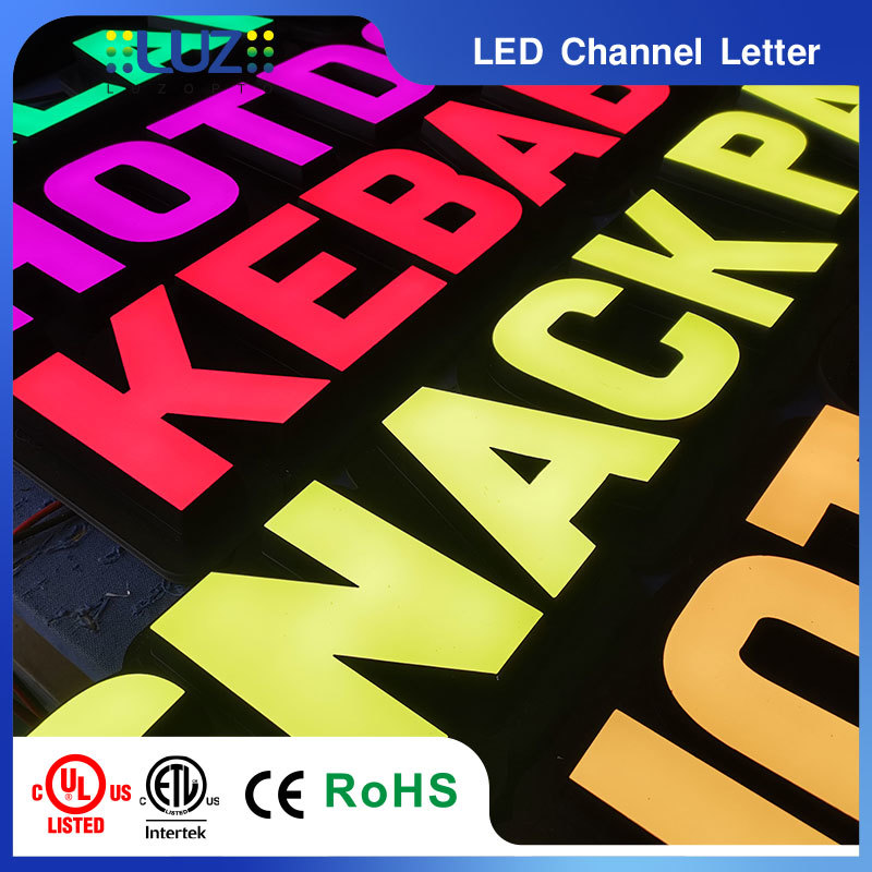 Illuminated 3D Acrylic LED Frontlit Letters for Restaurant & Retail Storefront