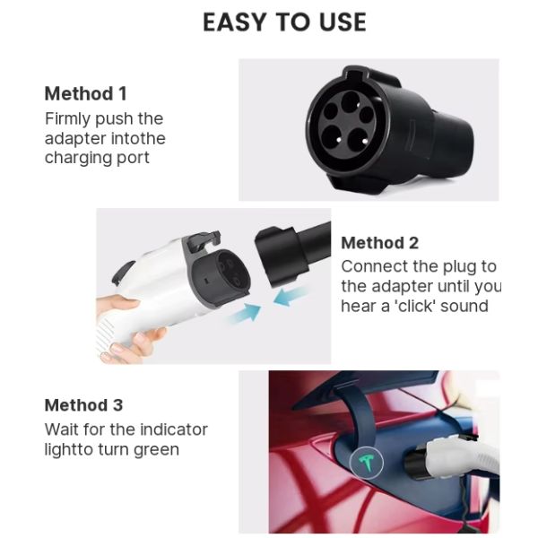 EV Charger Adapter plug and play design compatible with Tesla 3 S X Y Level 1 and 2 charging stations no hassle setup
