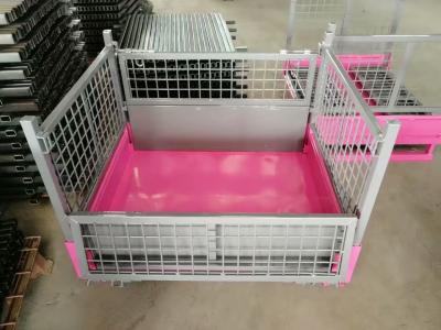 OEM Heavy duty collapsible stackable storage fold industry hot dip galvanized steel metal wire mesh pallet stillage