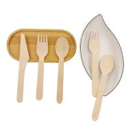 17cm cubiertos desechables de bambú higiénicos y de un solo uso tenedores de bambú desechables
