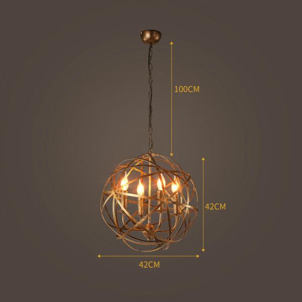 American Retro Industrial pendant light Iron Ball 4*E14 Bulb Loft Creative Home round pendant light(WH-VP-124)
