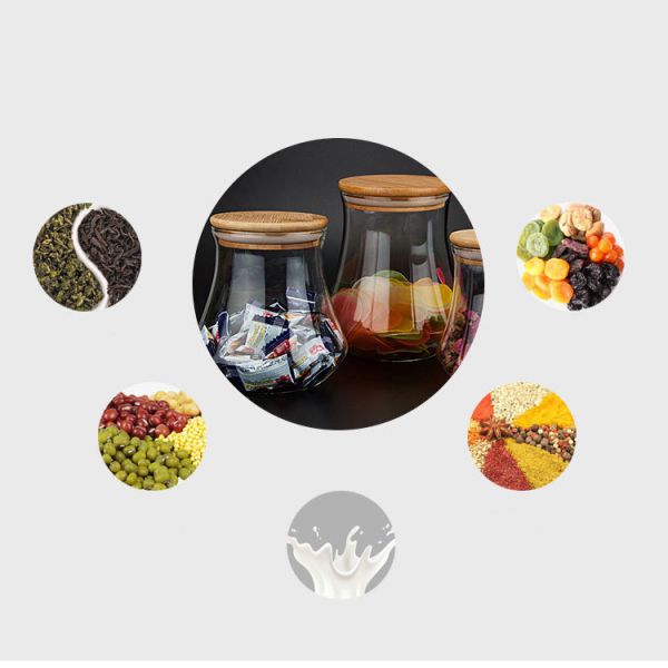 Heat Resistance Borosilicate Glass Canister Jar With Airtight Bamboo Lid Food Storage