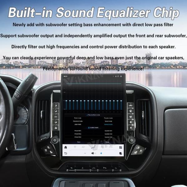 Viknav 15.6 Inch Car Radio For Chevrolet Silverado / GMC SIERRA 2014-2018 HD Touch Screen Android Head Unit Wirless Carplay GPS Navigation Player Autoradio (black 128GB)