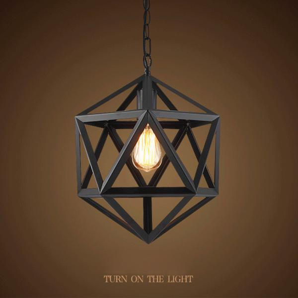 ECOBRT Industrial Polyhedron Pendant Light Vintage Pendant Lighting Antique Hanging Light 1 Light Barn Metal Light