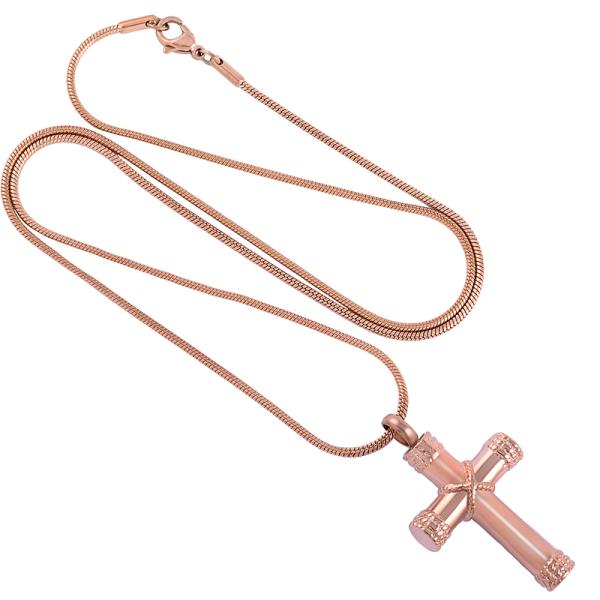 Women's Gold Personalized Cross Pendant Necklace For Ashes Urn Cremation Jewelry