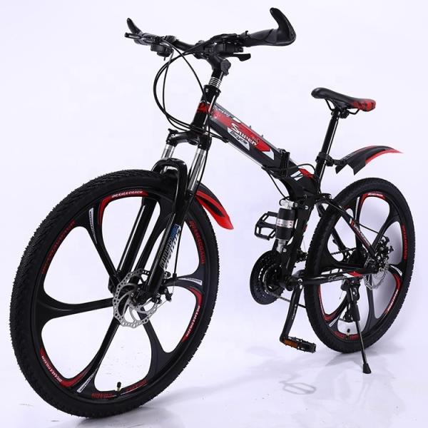 GOMID Carbon Steel Folding Bike 20 24 26 Inch Full Suspension Mountain Bike with Disc Brake and 200KG Load Capacity
