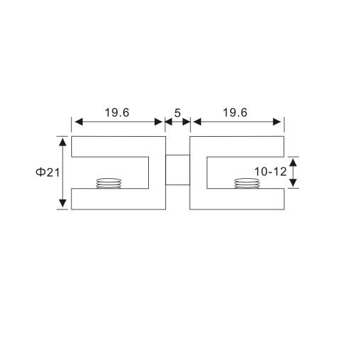 Fixed Glass Holder YS-029L, Zinc Alloy,  for glass 10-12mm, finishing chrome or Satin