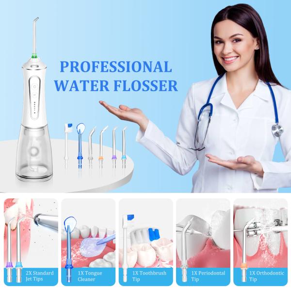 Home And Travel Portable Electric Dental Flosser 5 Modes With Replaceable Brush Head For Teeth