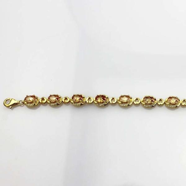 Gold Plated Silver with 5x7mm Oval Champagne Citrine and Clear Cubic Zircon Tennis Bracelet(B06CHAMPAGE)